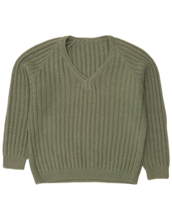 Vintage Mens V-Neck Jumper Sweater XL Green