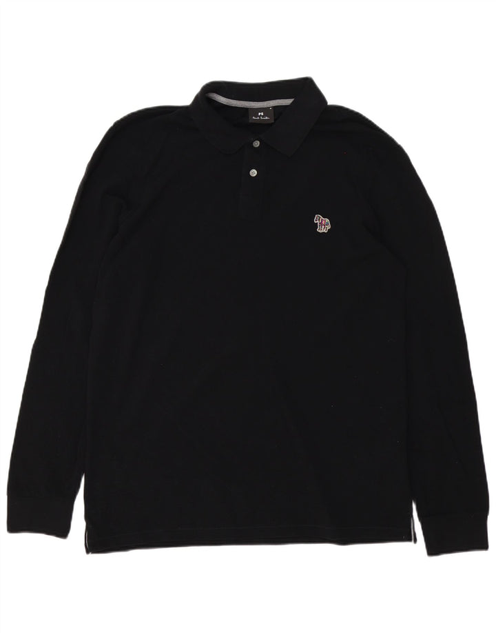 Camisa polo masculina de manga comprida Paul Smith preta média