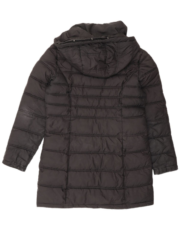 Casaco acolchoado com capuz feminino Superdry UK 12 poliéster preto médio