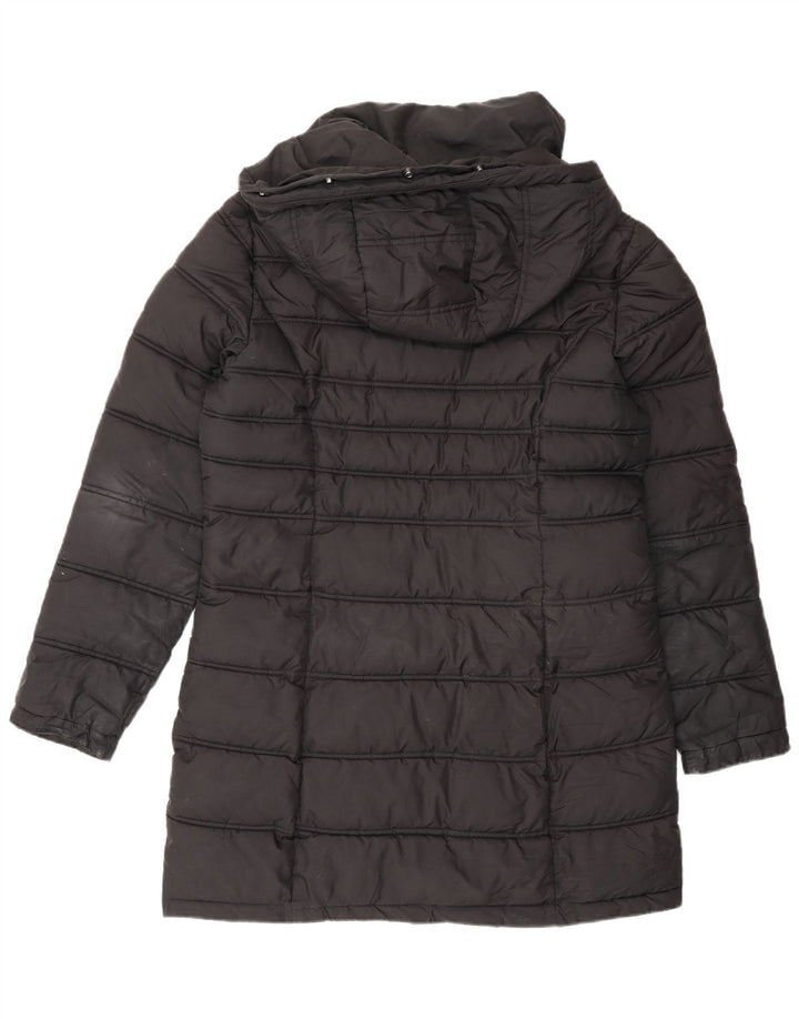 Casaco acolchoado com capuz feminino Superdry UK 12 poliéster preto médio