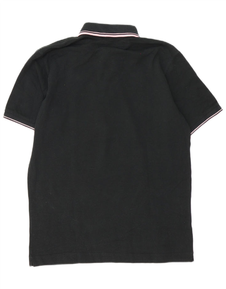 Camisa polo masculina Kappa de algodão listrado preto médio