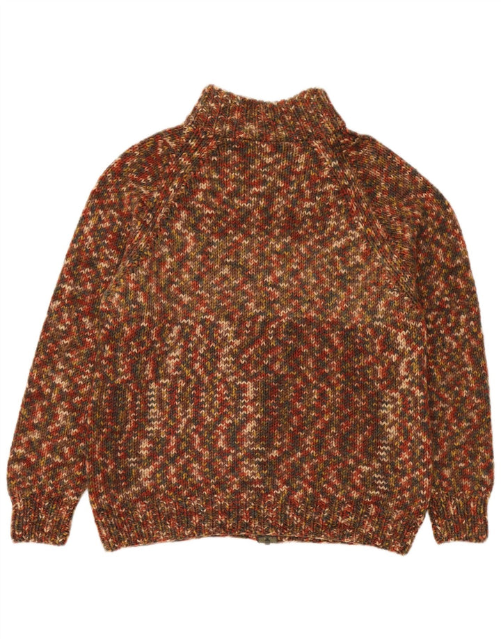 Suéter cardigã masculino vintage médio multicolorido manchado