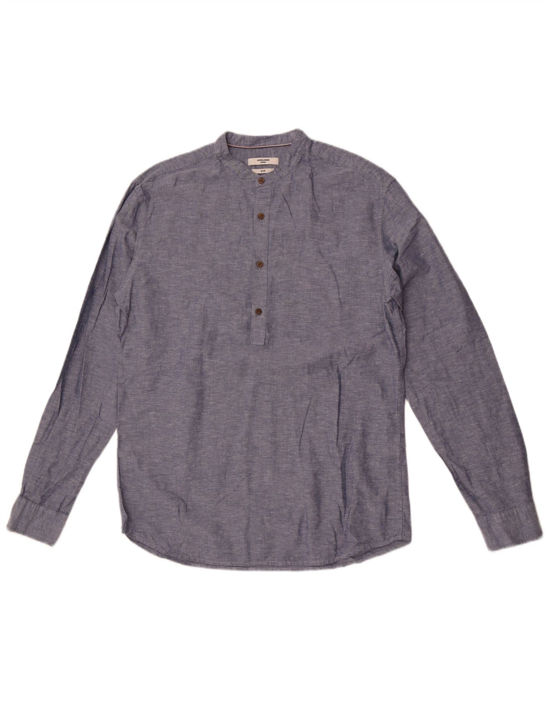Camisa pulôver masculina Jack & Jones Slim Fit de algodão manchado azul médio