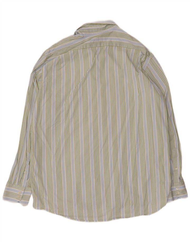 Camisa masculina Lacoste tamanho 44 XL algodão listrado azul