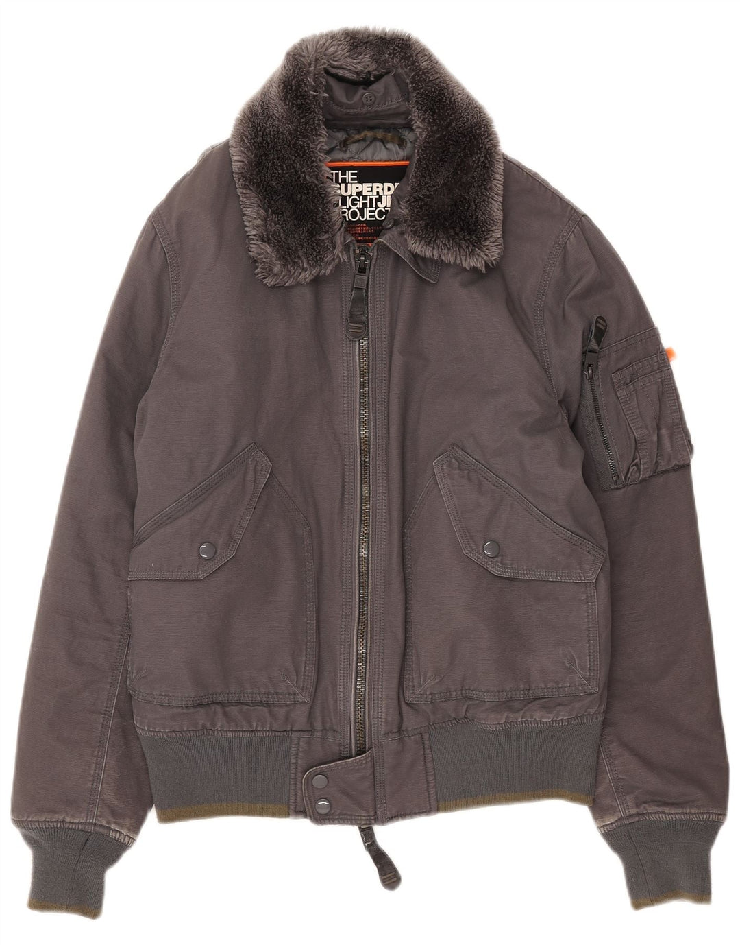 Jaqueta bomber feminina Superdry UK 18 XL algodão cinza