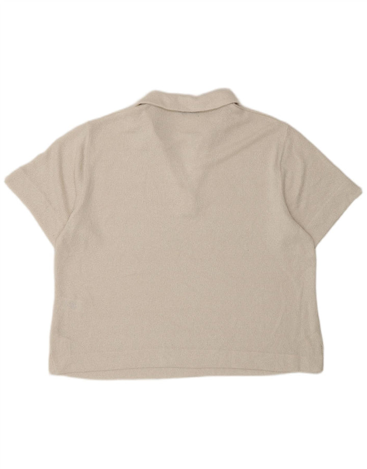 Camisa pólo feminina Marks & Spencer Reino Unido 16 grande poliéster branco