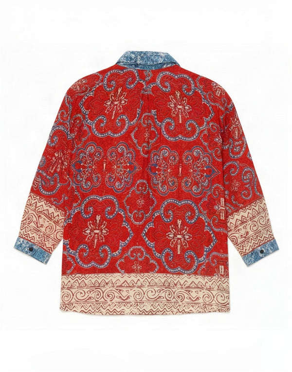 Blusa feminina Desigual com ajuste relaxado Reino Unido 18 XL vermelho floral