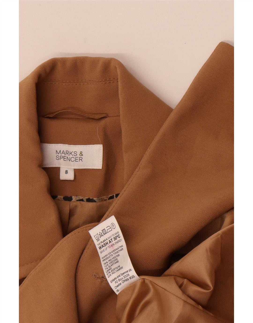 Jaqueta blazer feminina Marks & Spencer com peito duplo Reino Unido 8 pequena bege