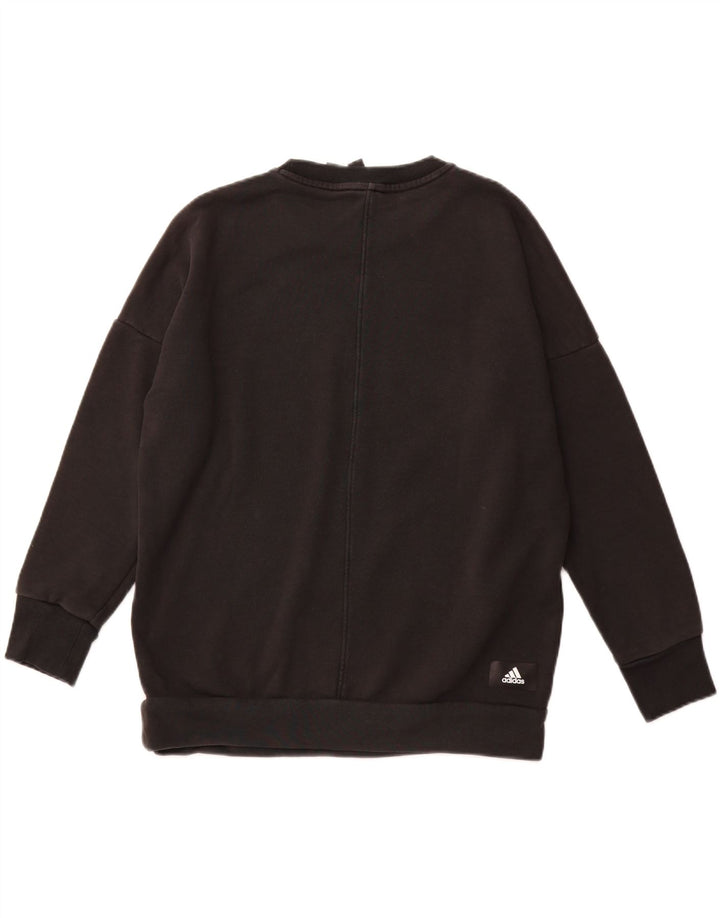 ADIDAS Womens Primegreen Oversized Sweatshirt Jumper UK 8/10 Pequeno Preto