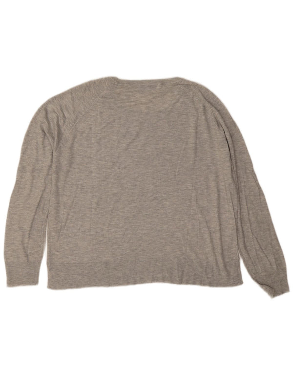 Zara Suéter feminino com gola canoa UK 18 XL Viscose cinza
