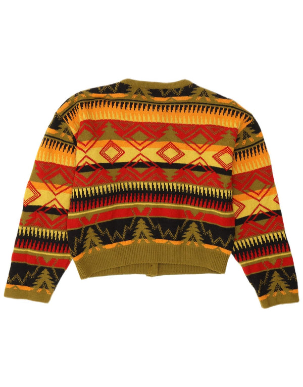 Suéter feminino Byblos Crop Cardigan IT 40 pequeno multicolorido geométrico