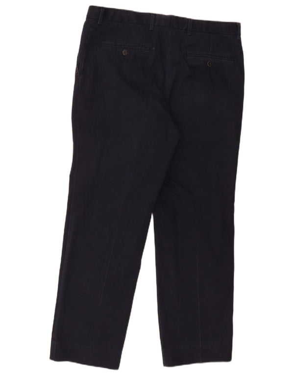 Calça masculina reta de veludo cotelê Marks & Spencer W34 L29 algodão azul marinho