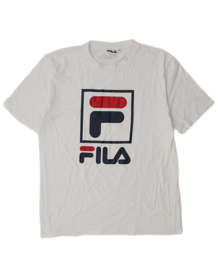 Fila Mens Graphic T-Shirt Top Médio Algodão Branco