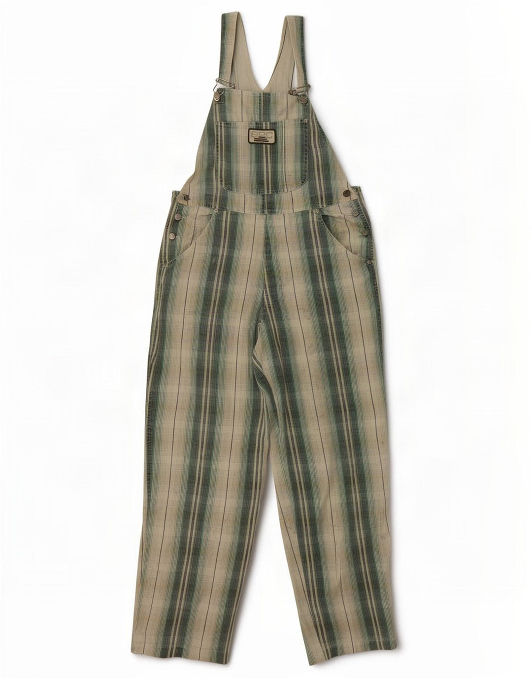 Calça macacão feminino S.Oliver médio W32 L29 algodão xadrez verde