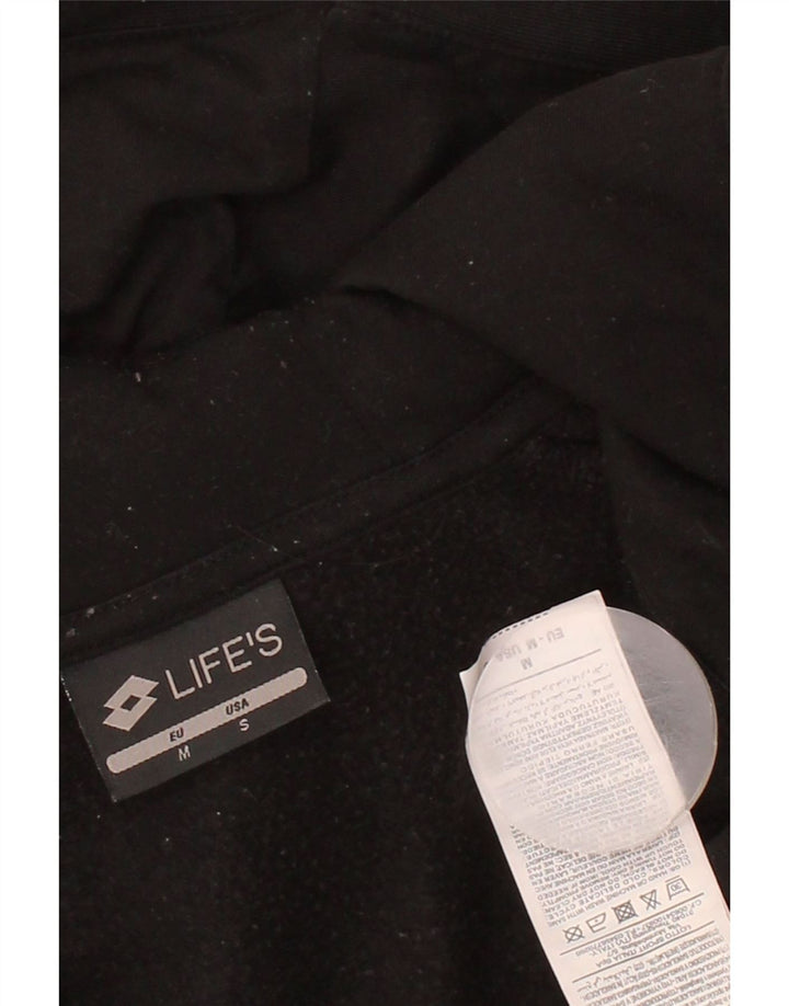 LOTTO Mens Zip Neck Hoodie Jumper Small Black Cotton Vintage Lotto and Second-Hand Lotto from Messina Hembry 