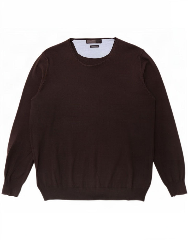Suéter masculino Zara Regular Fit com gola redonda grande marrom