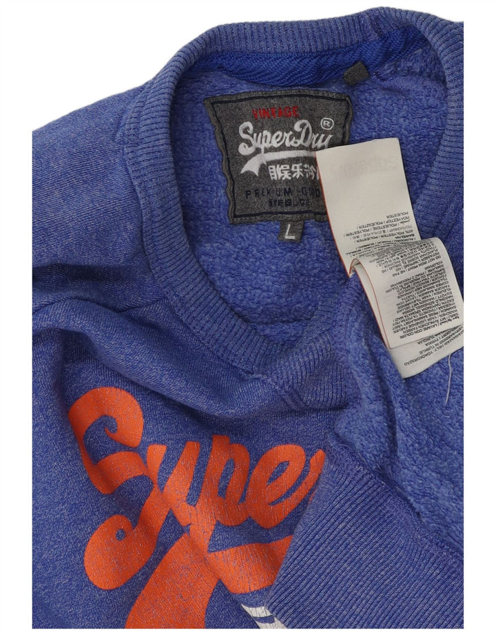 Superdry moletom gráfico masculino jumper grande algodão azul