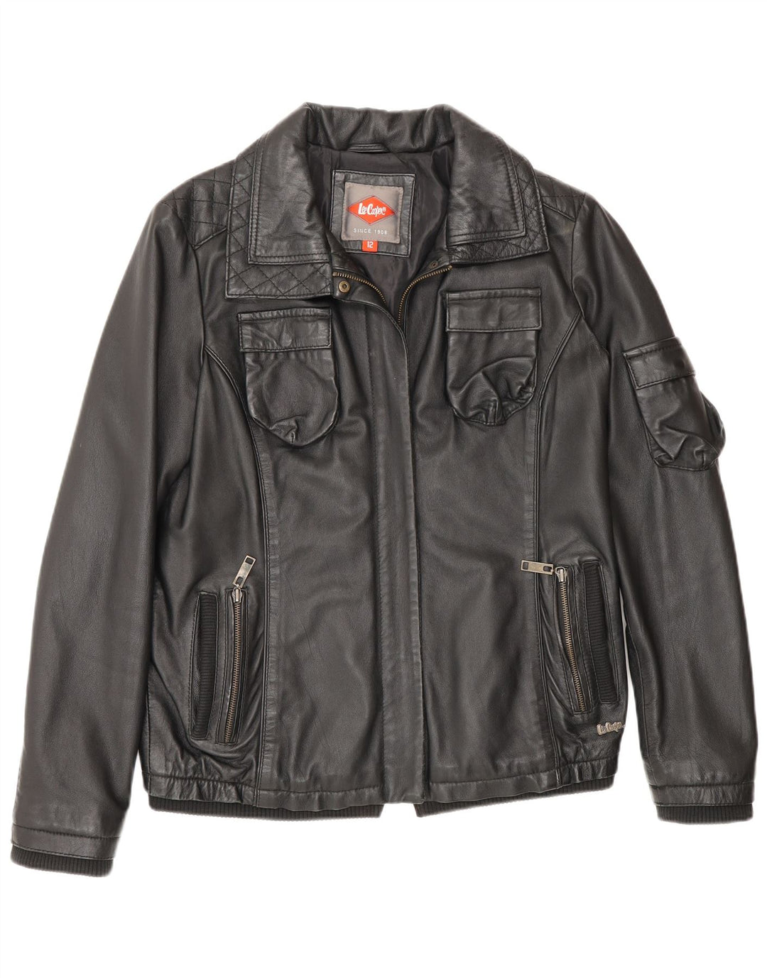 Lee Womens Cooper jaqueta de couro Reino Unido 12 médio preto