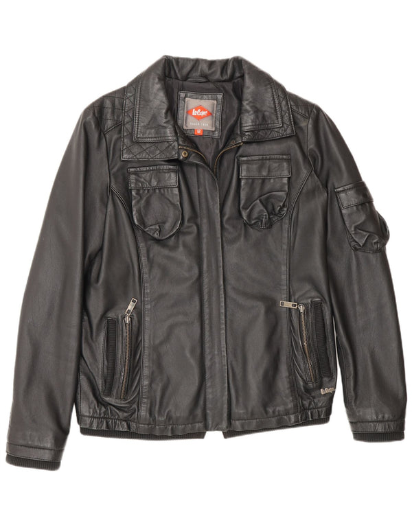 Lee Womens Cooper jaqueta de couro Reino Unido 12 médio preto