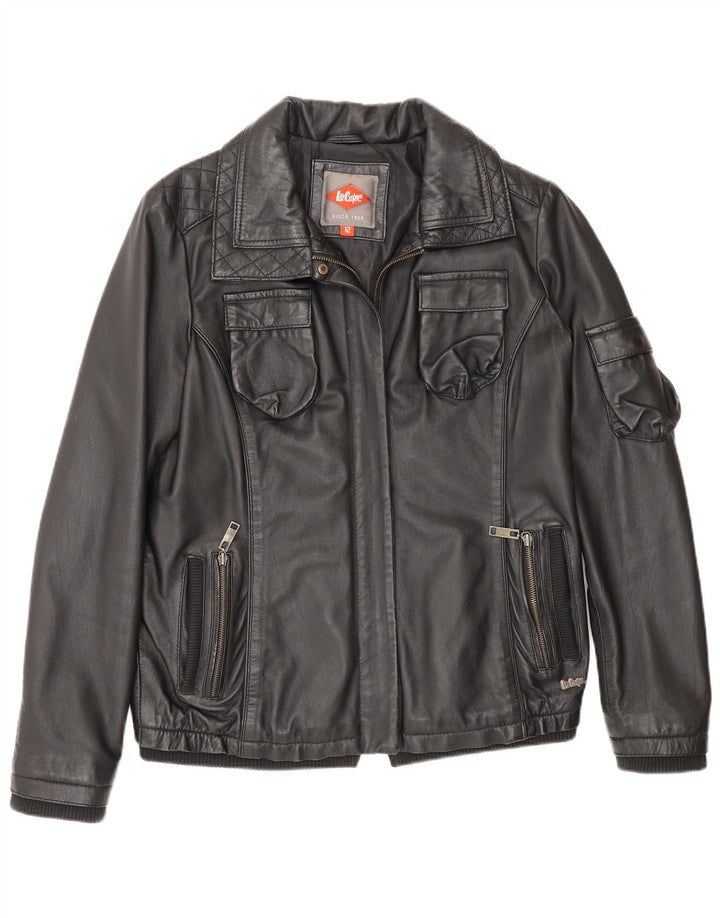 Lee Womens Cooper jaqueta de couro Reino Unido 12 médio preto
