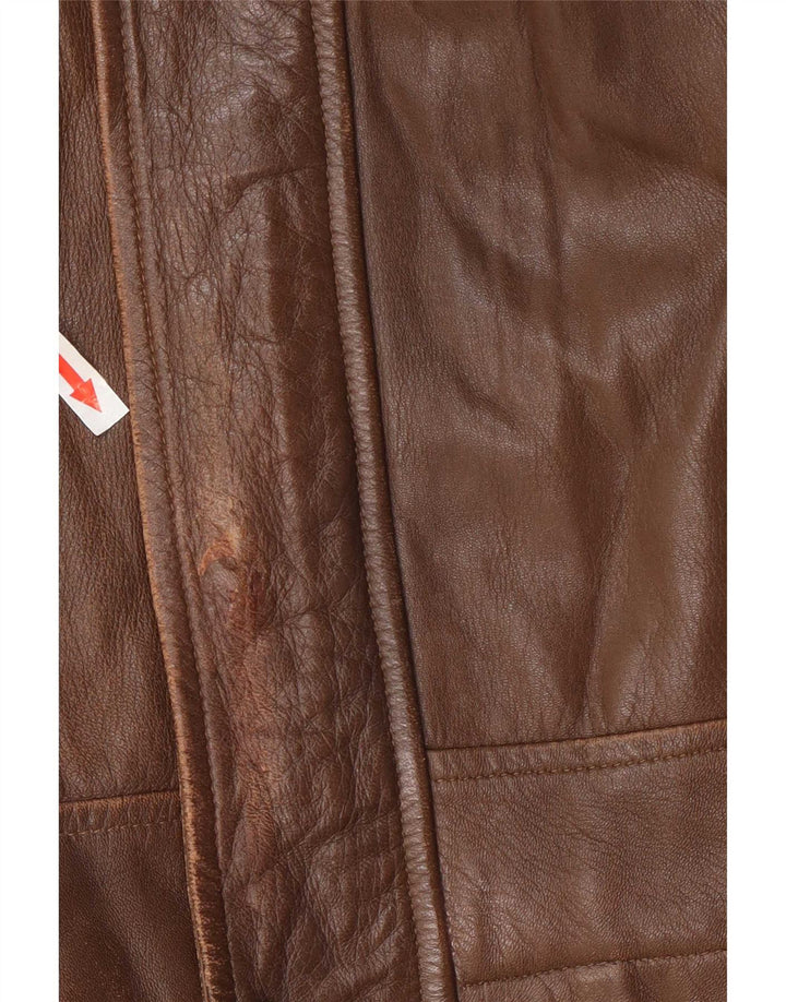 Jaqueta de couro masculina Michel IT 56 3XL Marrom