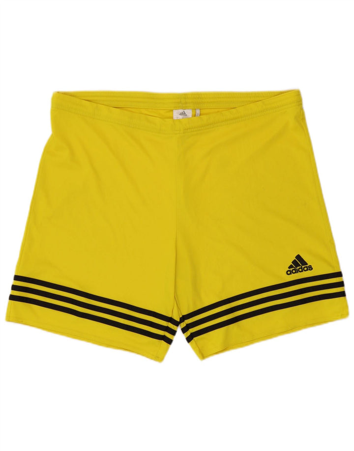 Shorts esportivos masculinos Adidas grande poliéster listrado amarelo