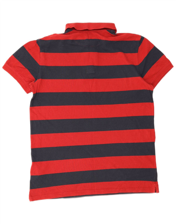 Camisa polo masculina Timberland grande algodão listrado vermelho