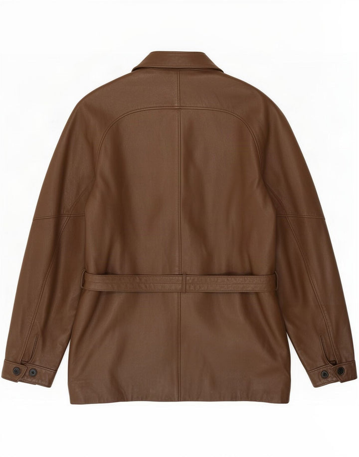 Jaqueta de couro masculina vintage UK 54 2XL marrom