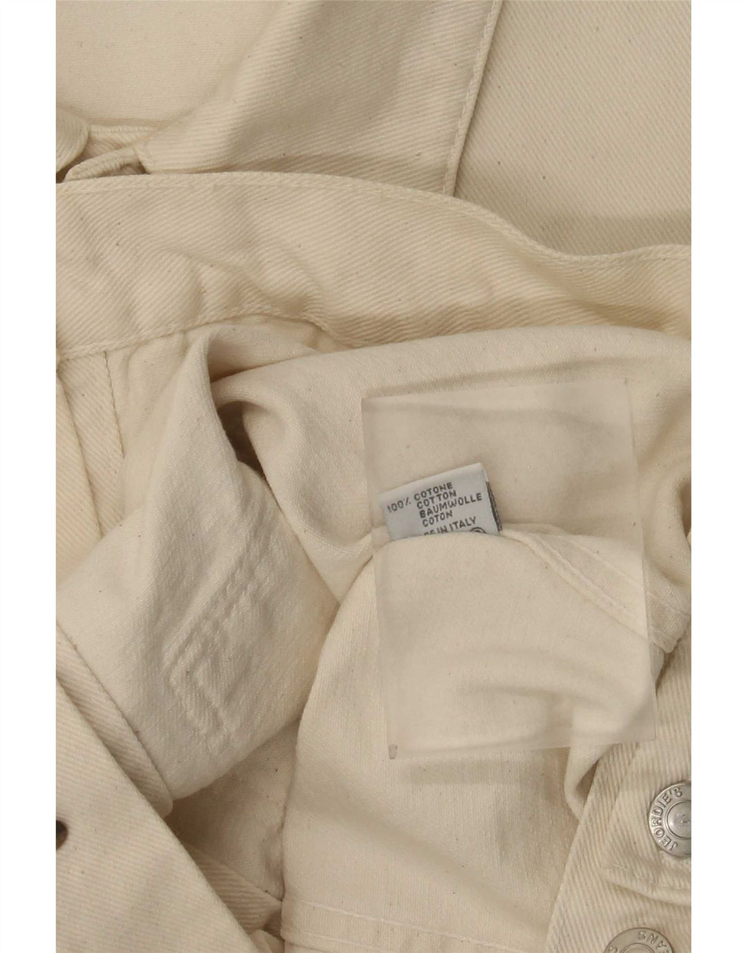 Jaqueta jeans feminina vintage UK 20 2XL algodão branco