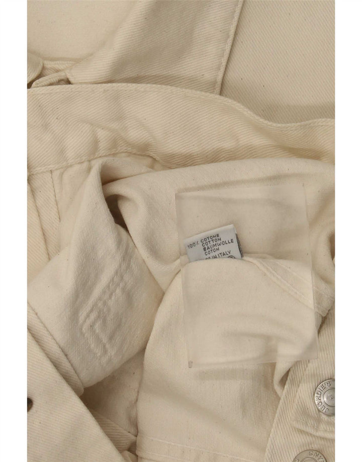 Jaqueta jeans feminina vintage UK 20 2XL algodão branco