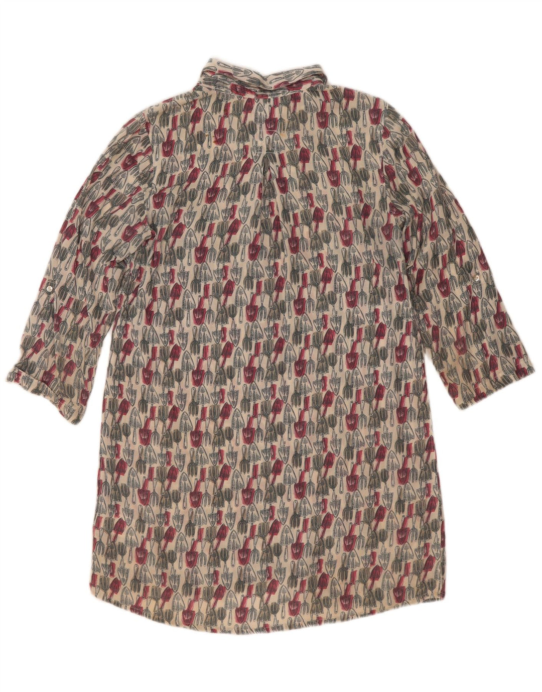 Vestido feminino White Stuff com estampa abstrata manga 3/4 Reino Unido 8 pequeno