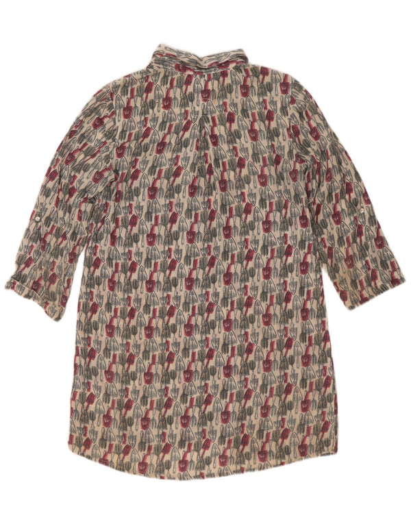 Vestido feminino White Stuff com estampa abstrata manga 3/4 Reino Unido 8 pequeno