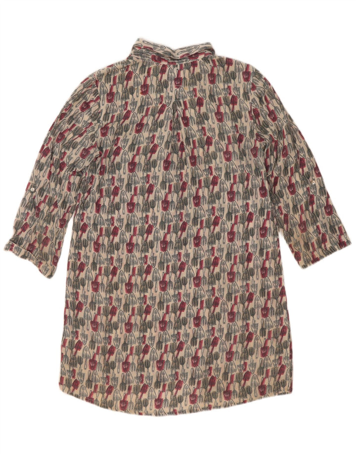 Vestido feminino White Stuff com estampa abstrata manga 3/4 Reino Unido 8 pequeno