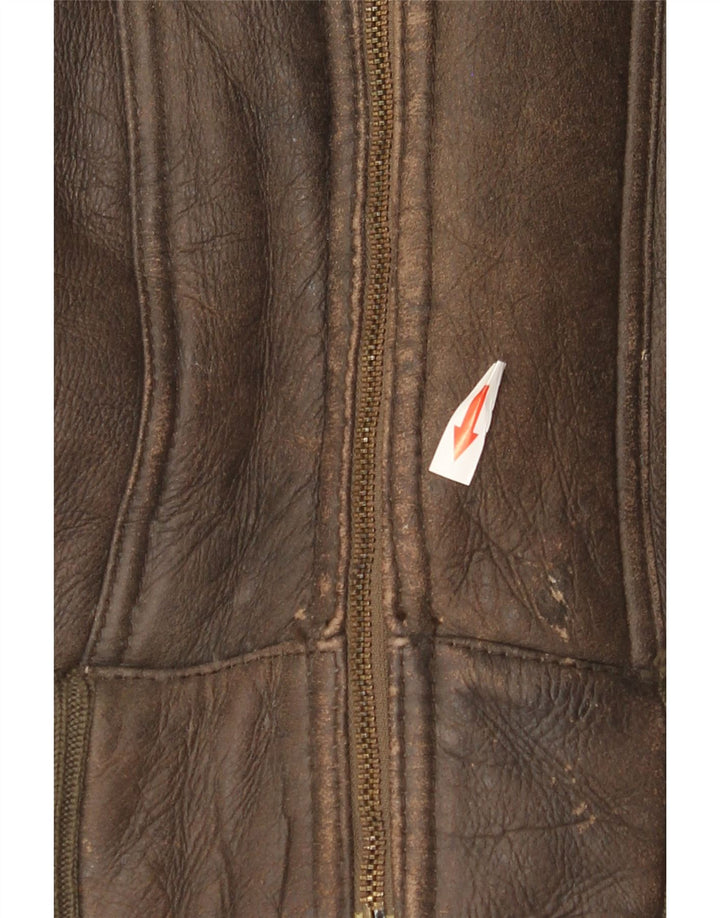 Jaqueta masculina vintage Bomber Shearling UK 36 pequena marrom