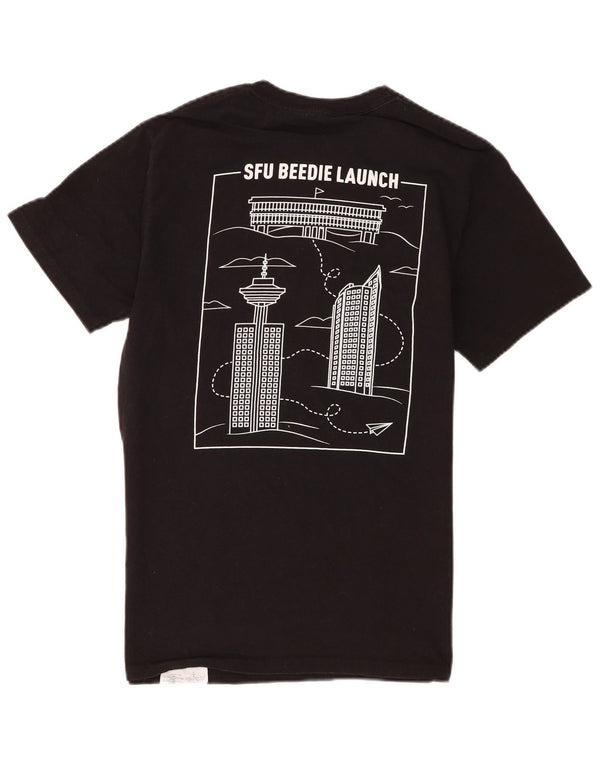 Camiseta masculina Champion SFU Beedie lança camiseta gráfica pequena de algodão preto