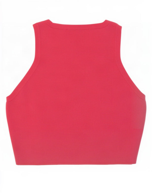 Zara Womens Crop Vest Top UK 12 Médio Rosa