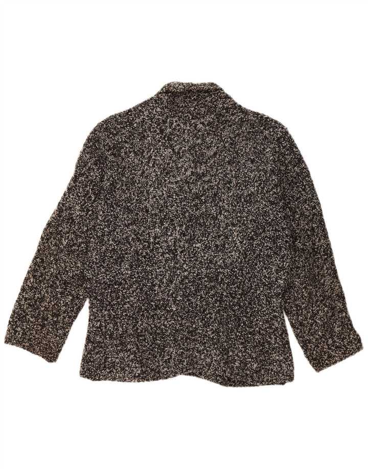 Suéter cardigã feminino MARKS & SPENCER Reino Unido 12 acrílico manchado preto médio