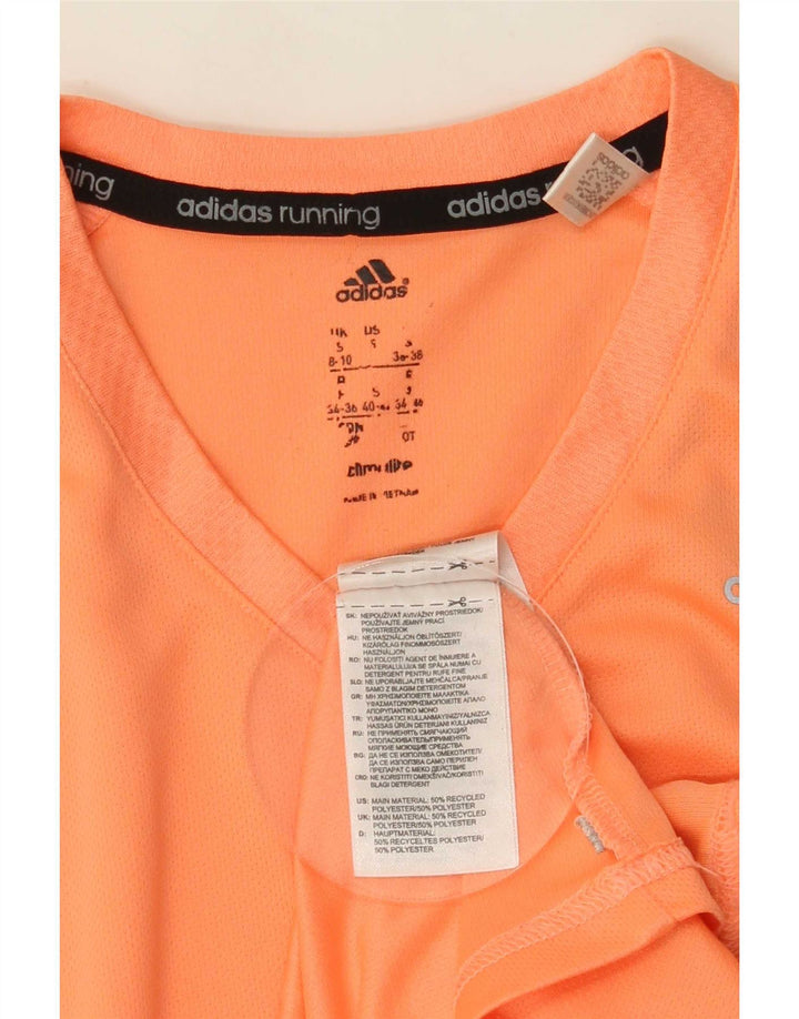 Adidas Womens Climalite T-Shirt Top UK 8/10 Pequeno Laranja Poliéster