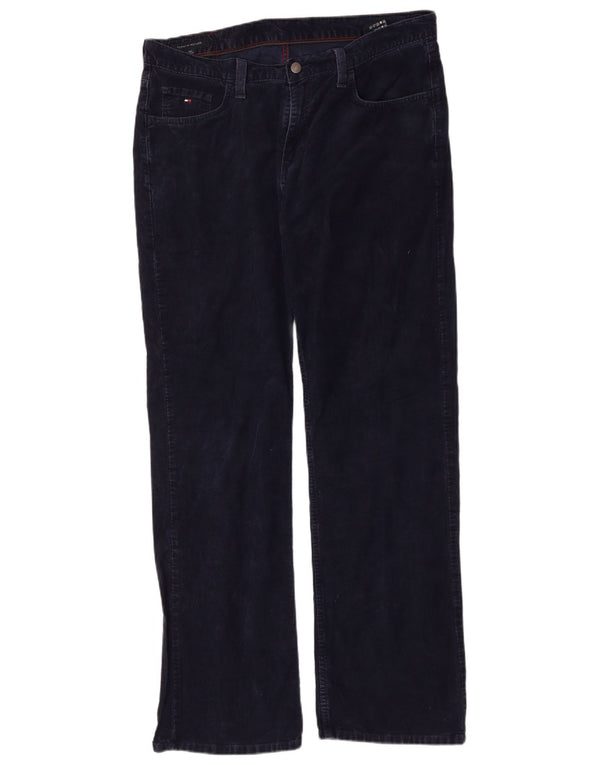 Calça masculina reta de veludo Tommy Hilfiger W36 L34 algodão azul marinho