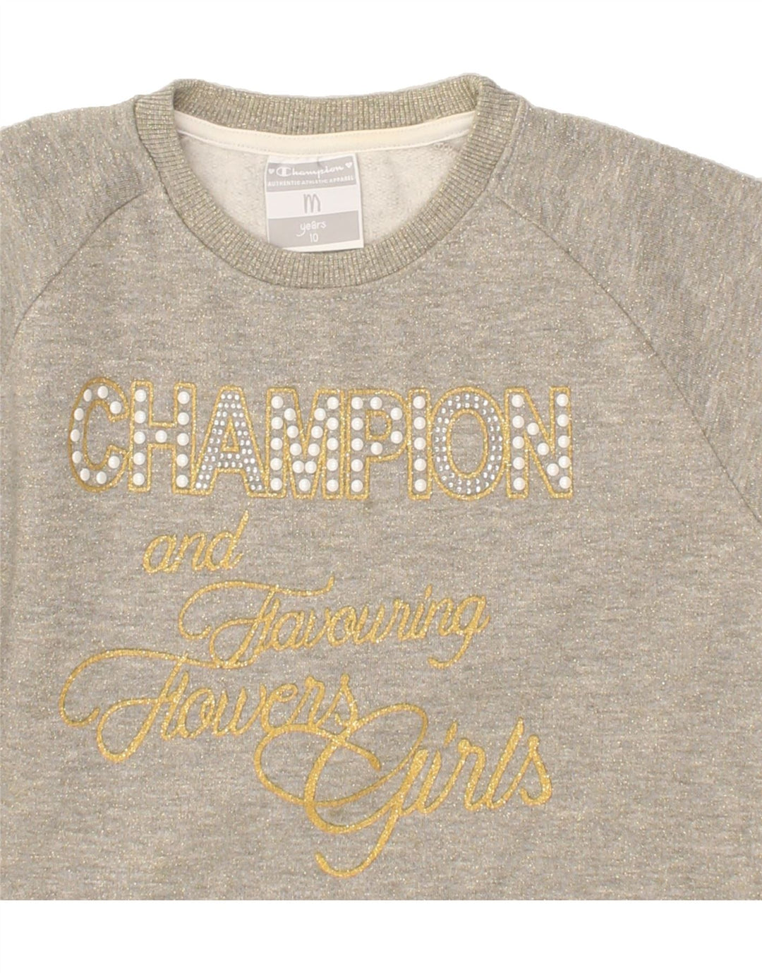 CHAMPION Girls Graphic Jumper Dress 9-10 Years Grey Vintage Champion and Second-Hand Champion from Messina Hembry 