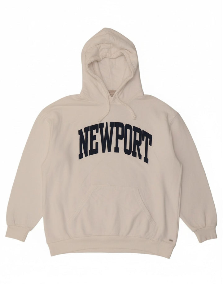 PULL & BEAR Masculino solto ajuste gráfico moletom com capuz médio algodão branco