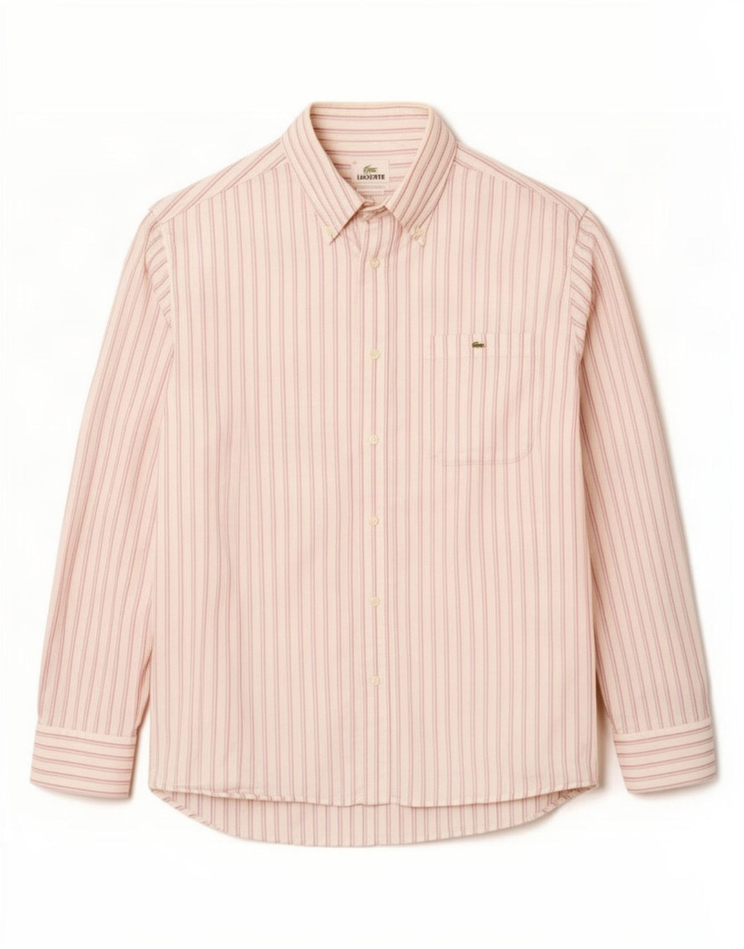 Camisa masculina Lacoste tamanho 40 algodão listrado branco médio