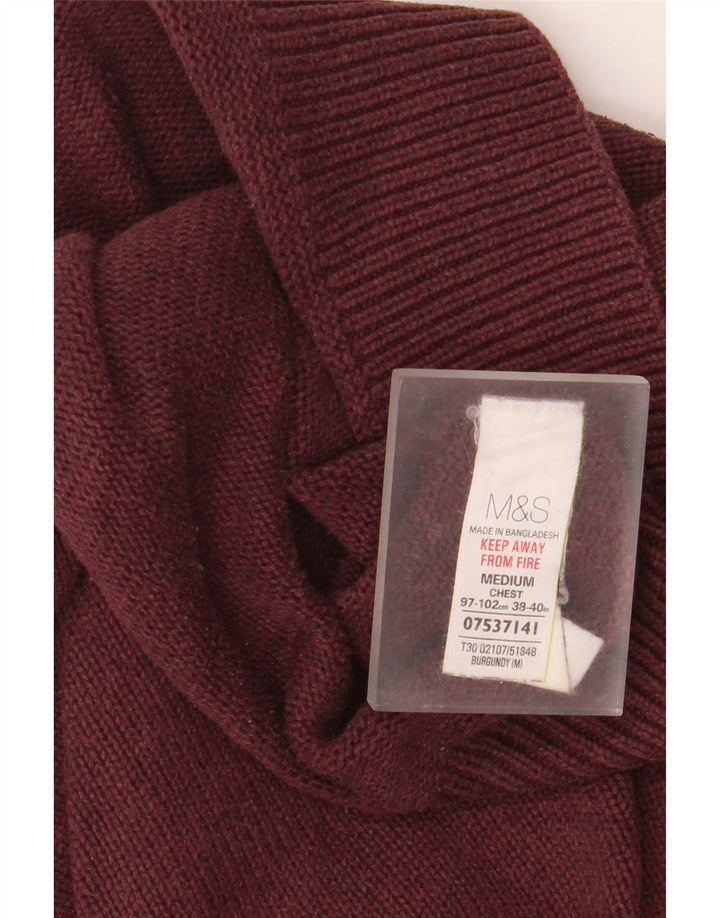 Suéter masculino Marks & Spencer com gola xale, algodão médio vinho