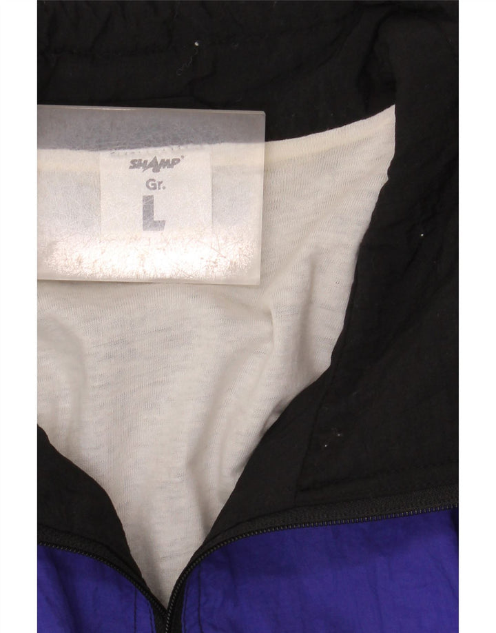 Shamp Jaqueta masculina de agasalho grande preto Colourblock poliamida