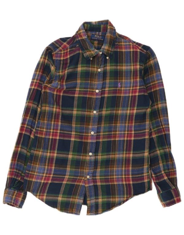 Polo Ralph Lauren Camisa masculina de flanela personalizada pequena xadrez multicolorida