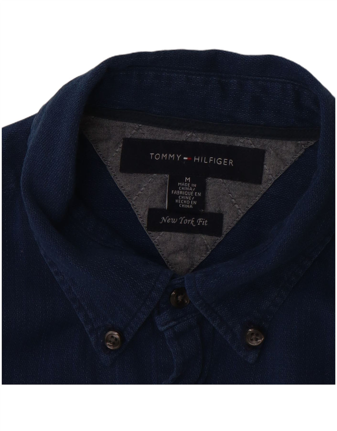Camisa masculina TOMMY HILFIGER New York Fit algodão azul médio