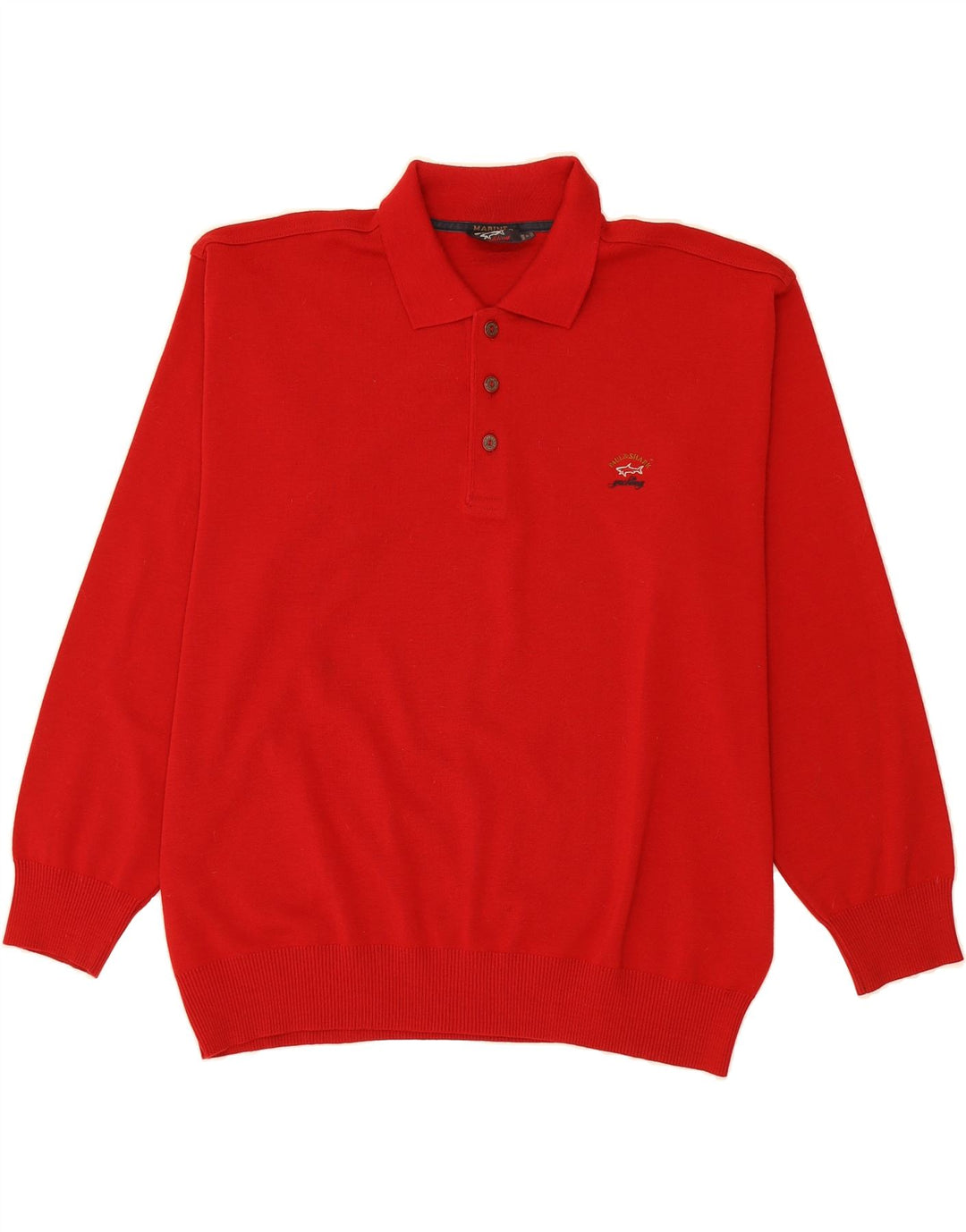 PAUL & SHARK Suéter masculino com gola polo 2XL lã vermelha