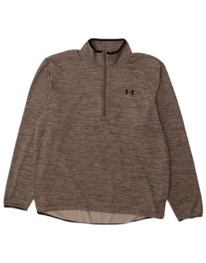 UNDER ARMOUR Suéter masculino com zíper e gola grande poliéster cinza