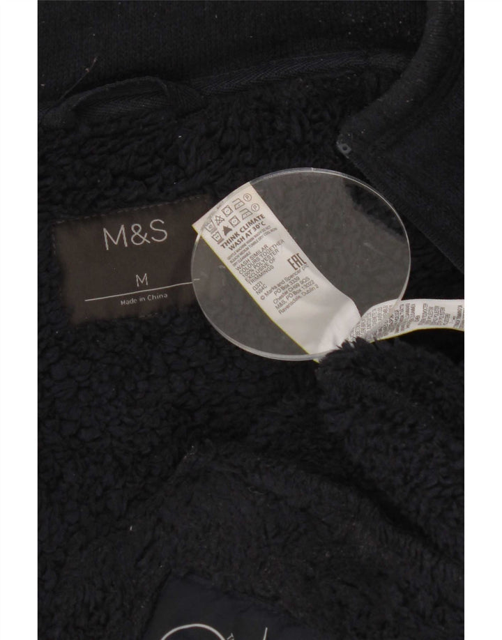 Jaqueta masculina de treino Sherpa da Marks & Spencer, poliéster azul marinho médio