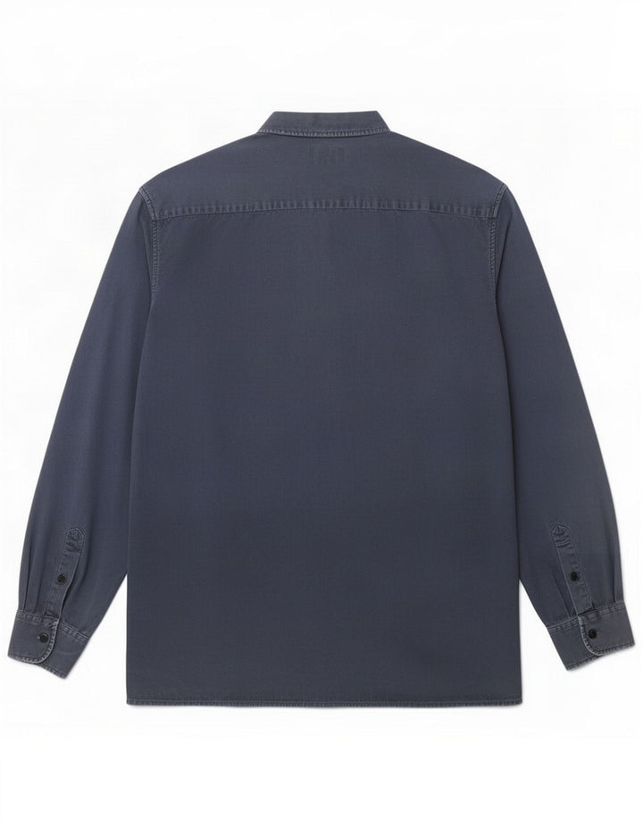 Schott Camisa masculina grande algodão azul